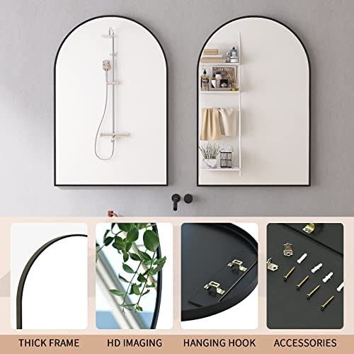 Beauty4U Arched Bathroom Mirror, 24"X36" Arch Bathroom Mirror For Wall, Black Wall Mounted Bathroom Vanity Mirror For Living Room, Bedroom, Entryway #TOP3