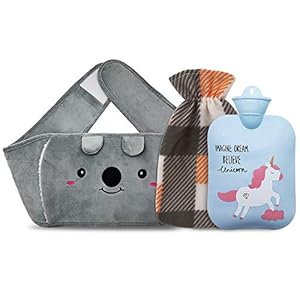 Dibikou Wärmflasche Wärmflaschengürtel Koala Wärmflasche aus Gummi mit weichem Taillen-Bezug, Wärmflasche für Nacken und…