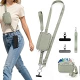 Aiseaulis Clip and Go Strap for Phone with Wallet Crossbody, Detachable Zippered RFID Wristlet Wallet, Adjustable Phone Lanyard & Ultra-Thin 360° Rotatable Metal Tabs for All Smartphones