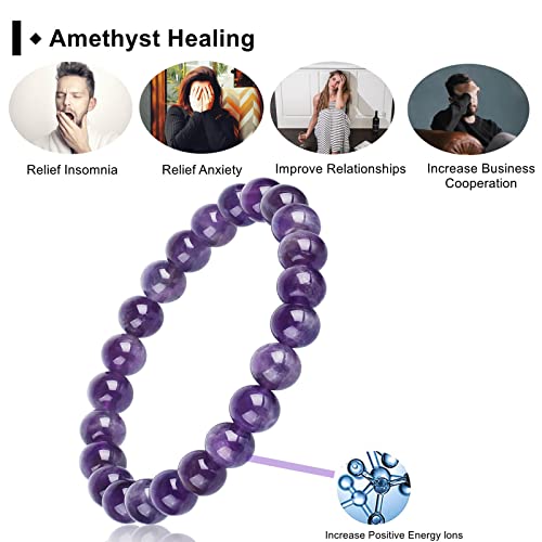Handmade Amethyst Bracelet, Love Friendship Anxiety Healing Crystal Stone Protection Spiritual Amethyst Bracelet, Business Money Wealth Prosperity Good Luck Energy Beaded Bracelets For Men Women #TOP3