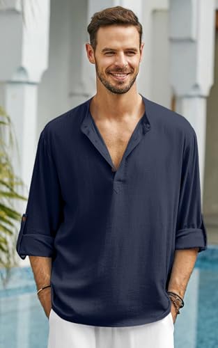 Image of Men's Solid Cotton Blend Regular Fit Mandarin /Chinese Collor Short Kurta for Men