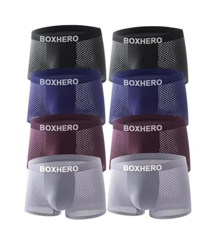 Boxhero Bamboo Mens Underwear Boxer Briefs Built-in with 3D Pouch Comfortable Underwear for Men (UK Alpha L Regular Regular 8pcs Mixed Color)