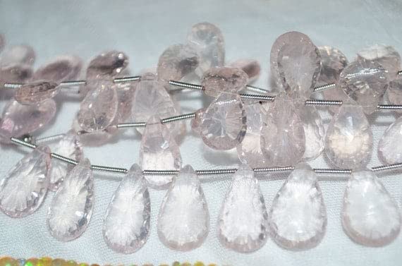 Ice Rose Quartz Pear Shape fil de gemmes pour cadeau fait main