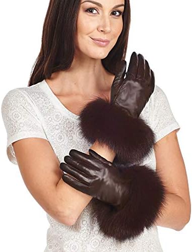 frr Fox Fur Trim Leather Gloves - Wool Lined