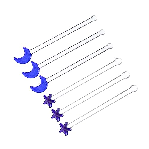 BRIGHTFUFU 6Pcs Creative Stirring Sticks Moon Star Shaped Drink Stirrers for Cocktails Beverages and Cakes Safe Reusable Bar Accessories