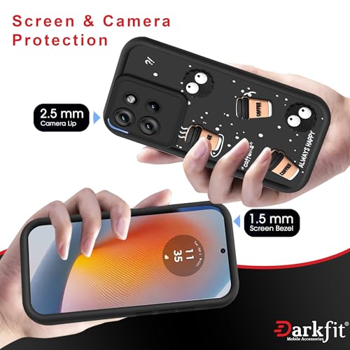 Image of Back Case Cover Compatible with Motorola Edge 50 Neo | Cute Fun Cartoon Ball 3D Coffee Silicone Case | Body Protection | Camera Protection | Shock Proof | Color Black | Pack of 1