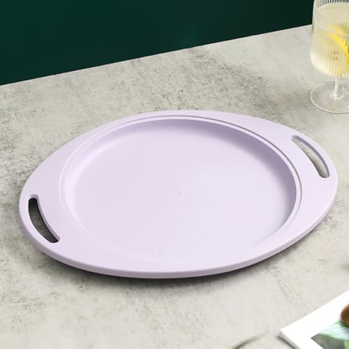Image of Unbreakable Wheat Straw Plates for Lunches, Sauce, Side Dishes, Appetizers, Condiments, Snacks, Cake, Meat, Charcuterie, Family Gatherings Dishwasher & Microwave Safe (34cm, Purple, Set of 2)