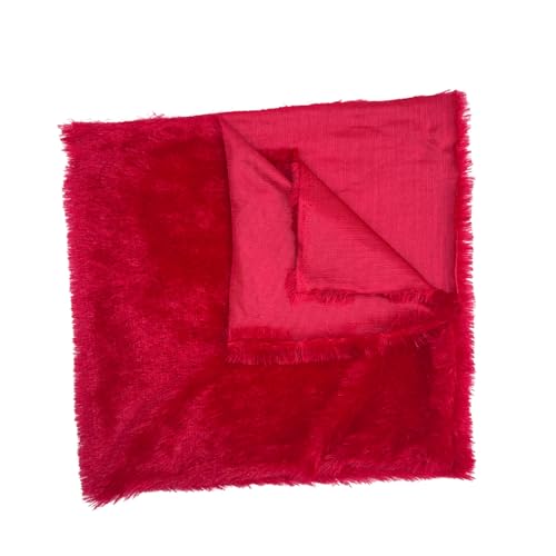 Image of Quago Fur Fabric Unstitched Super Soft Cloth for Baby Photoshoot, Soft Toys Making, Art and Craft, Dress Material, Decoration etc. (1 Mtr, 60 Inch Pana) (Red)