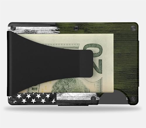 CREWZ Personalized Military Wallet with Engraved Insignia Rank, Thin Green Line, and Patriotic American Flag – Retirement Gifts for US Soldier Veterans, Husband, and Fathers Day2