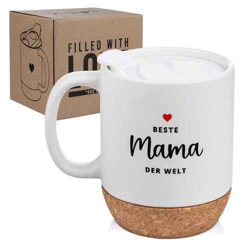 kupi Muttertagsgeschenke für Mama | Muttertagsgeschenk Beste Mama Tasse | Muttertag Geschenk Kaffeetasse mit Spruch | 350ml Teetasse mit Deckel