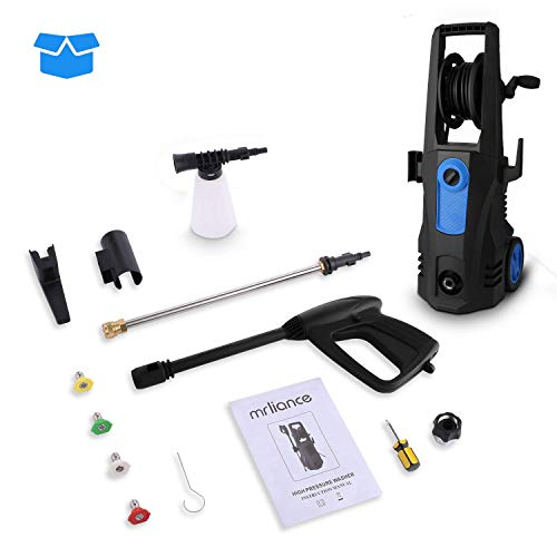 Power Washer, TEANDE Pressure Washer 3500PSI Electric High Pressure Washer 1800W Professional Car Washer Cleaner Machine with Hose Reel,4 Nozzles for Patio Garden Yard Vehicle (Blue)