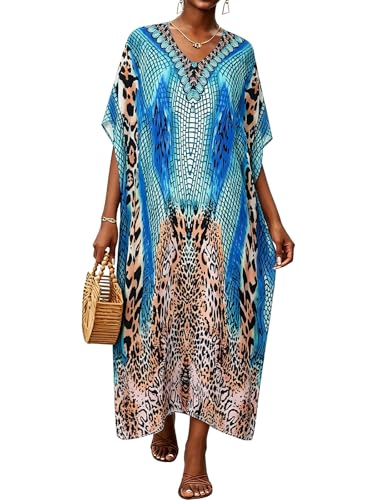 Image of Kaftan Dresses for Women V Neck Caftan Batwing Sleeve Swimsuit Cover Up