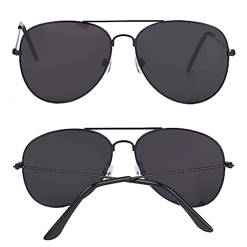 NAUZE 2 Pcs Pilot Fancy Dress Set Sunglasses and Dog Tag Necklace Halloween Aviator Costume Accessory, Black - Image 2