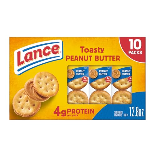 Lance Sandwich Crackers, Toasty Peanut Butter, 10 Individually Wrapped Packs, 6 Sandwiches Each