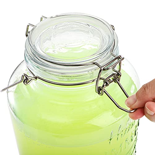 DEAYOU 3L Glass Beverage Dispenser with Tap, Cold Drink Ice Tea Dispenser with Trigger Clamp Locking Lid, Glass Mason Jar Lemonade Liquid Pitcher with Spout for Party, Fridge, Juice, Beer, 0.8 Gallon - Image 5