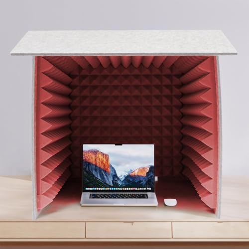 Cabina Acústica Cuadrada Moderna, Booth Portátil para Voz, Cubierta Plegable de Aislamiento Sonoro para Escritorio, Roja, 23.6 pulg miniatura 7