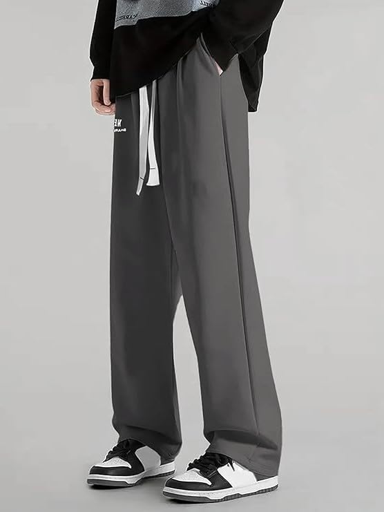 Image of Samfor Mid-Rise Stretchable Joggers in Premium Polycotton Comfort Blend for Street and Lounge Wear - Korean Style Baggy Track Pants for Men