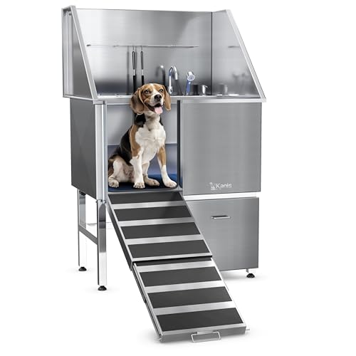 KANIS-Professional-Stainless-Steel-Dog-Bathing-Station-Dog-Grooming-Tub-wRamp-Storage-Drawer-Floor-Grate-FaucetDog-Bathtub-for-Large-Medium-Small-Pets-38-Left-RAMP-1-Drawer KANIS Professional Stainless Steel Dog Bathing Station Dog Grooming Tub wRamp Storage Drawer Floor Grate FaucetDog Bathtub for Large Medium Small Pets 38 Left RAMP 1 Drawer