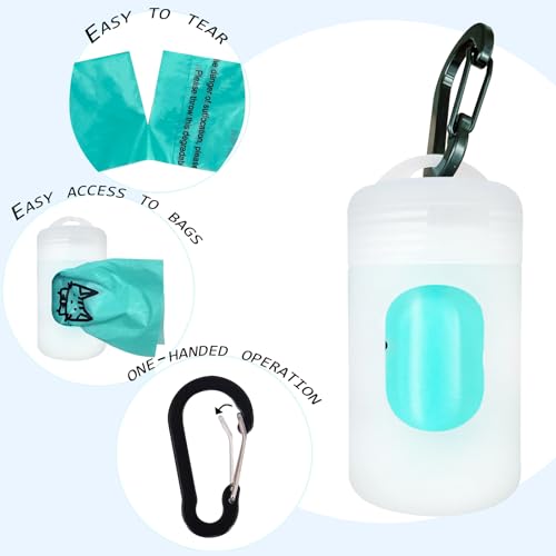 Image of Dog Poop Bag Dispenser for Leash with Snap Clip, Skin-friendly Texture Waste Bag Holder for Dog Walks and Cats, Pets Litter Bag Container, Indoor & Outdoor Use (Transparent, 1)