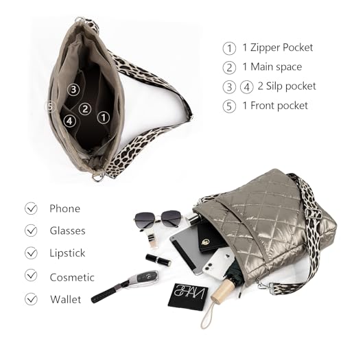 Quilted Crossbody & Puffer Shoulder Bag, Tote with Zipper - Fashion Cotton Quilted Ladies Handbag4