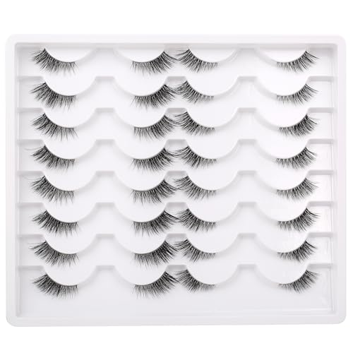 Gmagictobo Half Lashes Natural Cat Eye Look False Eyelashes Short Wispy Clear Band Fake Eyelashes 2 Styles Lashes Pack 16 Pairs