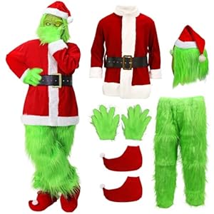 7 unids Navidad verde gran monstruo traje adulto cosplay disfraz lujo Santa Claus Santa Claus trajes trajes