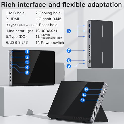 Image of Mini PC with 7 inch Touch Screen, Handheld PC with N150(Upgrade N100) CPU LPDDR5 16GB Onboard, 516 SSD Wifi6 BT5.2 Battery 3400mAh, Micro Win11 Tablet Desktop Laptop Computer with Fan