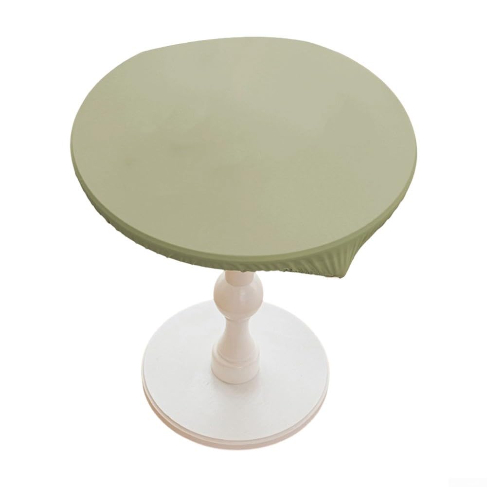 Funda elástica redonda de 70 cm de cuero impermeable media cubierta elástica para muebles de jardín y patio, color sólido para decoración de bodas, café (80 cm, gris claro)