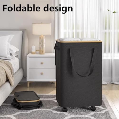 Panier à linge avec couvercle doré pour masquer le désordre 70L