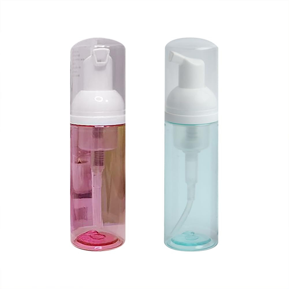 FSSTUD 2 Pcs 50ml Foam Pump Bottle Plastic Foaming Soap Dispenser Empty Shampoo Pump Containers Lash Foam Cleanser Bottles Small Hand Sanitizer Dispenser Bottles Green Pink