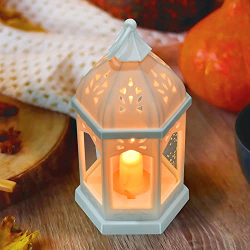 2 Stück Kerzen Laternen, Vintage Dekorative Garten Laternen, Tischlaternen Con Windschutzscheibe, mit LED Kerzen, für Garten Terrasse Veranda Weihnachten Dekoration, Festive Light (Warmweiß) – Bild 5