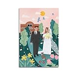 Hochzeitsmalerei, niedlich, bunt, klassisches ästhetisches Poster, dekoratives Gemälde, Leinwand, Wandkunst, Wohnzimmer, Poster, Schlafzimmer, Gemälde, ungerahmt, 40 x 60 cm