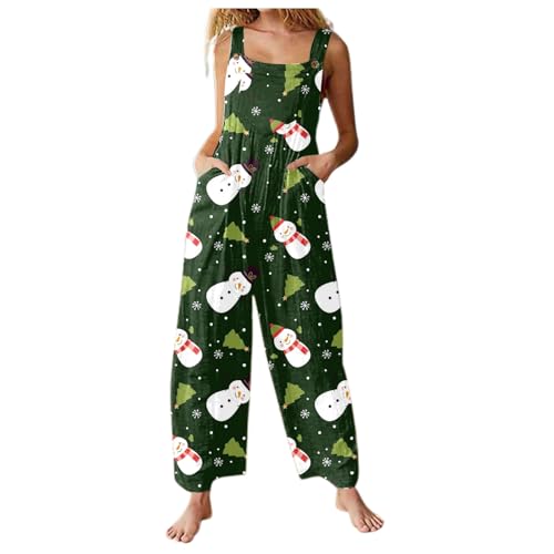 Eauptffy Peto de ocio para mujer, estampado navideño, botones cómodos, pantalones de entrenamiento deportivos, uso diario, ajuste holgado, días relajados, versátiles, vacaciones de Navidad