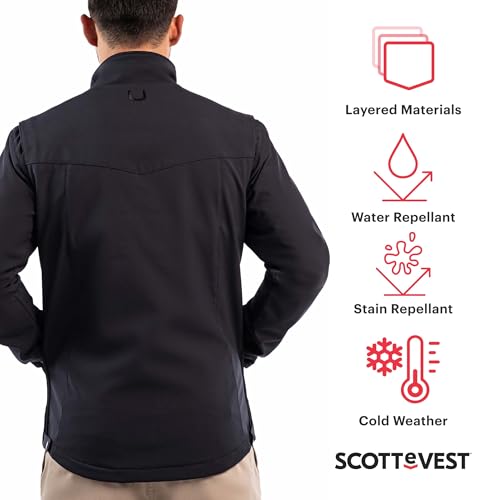 SCOTTeVEST EDC Jacket for Men - 30 Hidden Pockets - Water Repellent Coat for Concerts, Travel, & More3