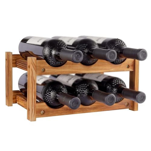 Soporte para vino 6 botellas 2 niveles madera miniatura 1