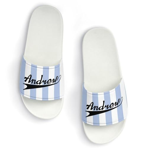 Custom Sports Slides Personalized Slippers - Baseball Sandals Quick Drying Softball Slippers Indoor Outdoor,Gifts for Men Youth Boy (White,Style 46)