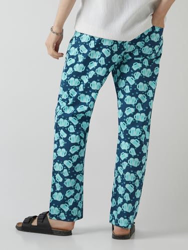 Image of Bewakoof Men's All Over Printed Regular Fit Poplin Cotton Pyjamas