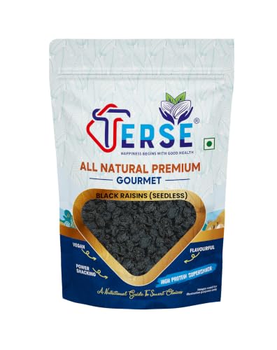 Image of TERSE Premium Black Raisins Seedless 400g (Pack of 2) | Kali Kishmish /Kismis | Dry Fruits, Healthy Snacks | Rich in Fiber, Potassium & Antioxidants | Tasty & Nutritious