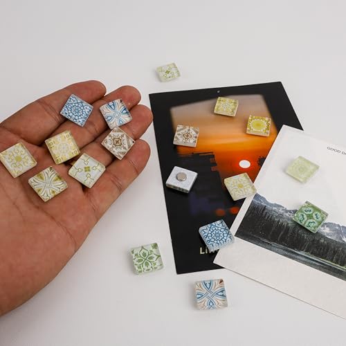 Set de 24 imanes decorativos de vidrio estilo vitral miniatura 7
