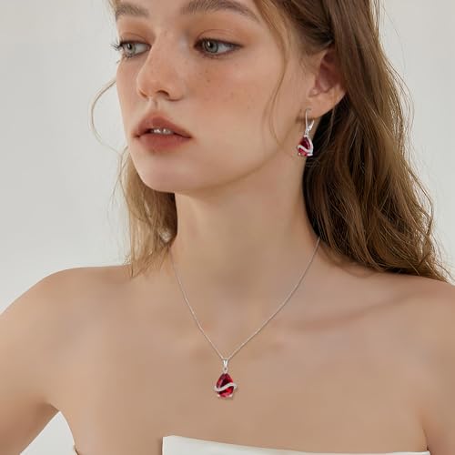 Teardrop Necklace for Women 925 Sterling Silver Birthstone Necklace Pendant Jewelry Gifts for Her2