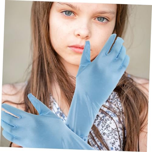 VALICLUD 1pair Flower Girl Gloves for Wedding Long Fingerless Lace Gloves Bow Boys and Girls Dress up Halloween Party Accessory Costume3