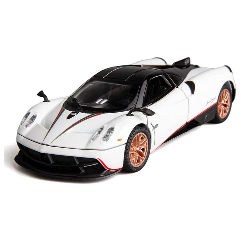 Image of New 1:24 Hayura Diecast Alloy Metal Pull Back Car with Openable Doors Music Sound and Light Vehicle Toy Car for Kids Boys (White)