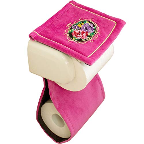 オカ ペーパーホルダーカバー ピンク スペア入れ付 シェニールロゼ