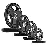 RitFit Weight Plates for Barbell, 2-Inch Olympic Rubber Grip Plates for Weightlifting and Strength Training in Home & Gym, Single, Pair and Sets(85LB, Set)