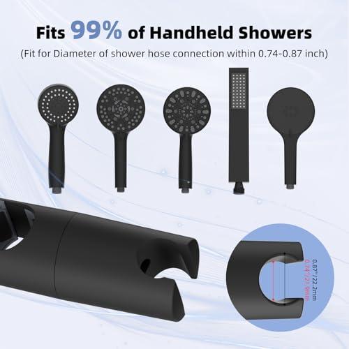 Hibbent Adjustable Handheld Shower Head Holder for Slide Bar, Black - image 5