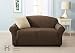 Darla Collection Platinum Strapless Slipcover. Form Fit, Slip Resistant, Stylish Furniture Shield / Protector with Cable Knit Fabric. By Home Fashion Designs Brand. (Loveseat, Chocolate)