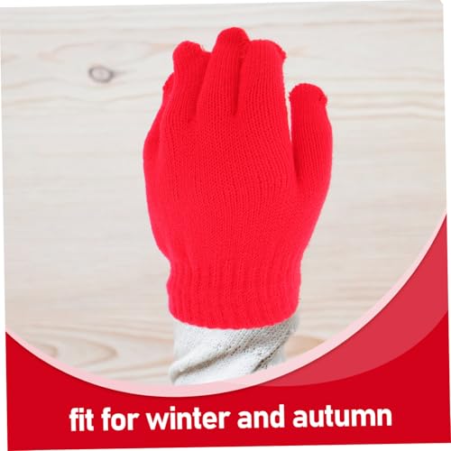 Knit Winter Gloves for Ages Solid Color Full Finger Warm Gloves for Boys and Lightweight Stretchy Design for Cold Weather Outdoors Red3