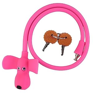 WOOQOTT DOGGY01 Rosa Fahrrad-Kabelschloss mit Schlüsseln