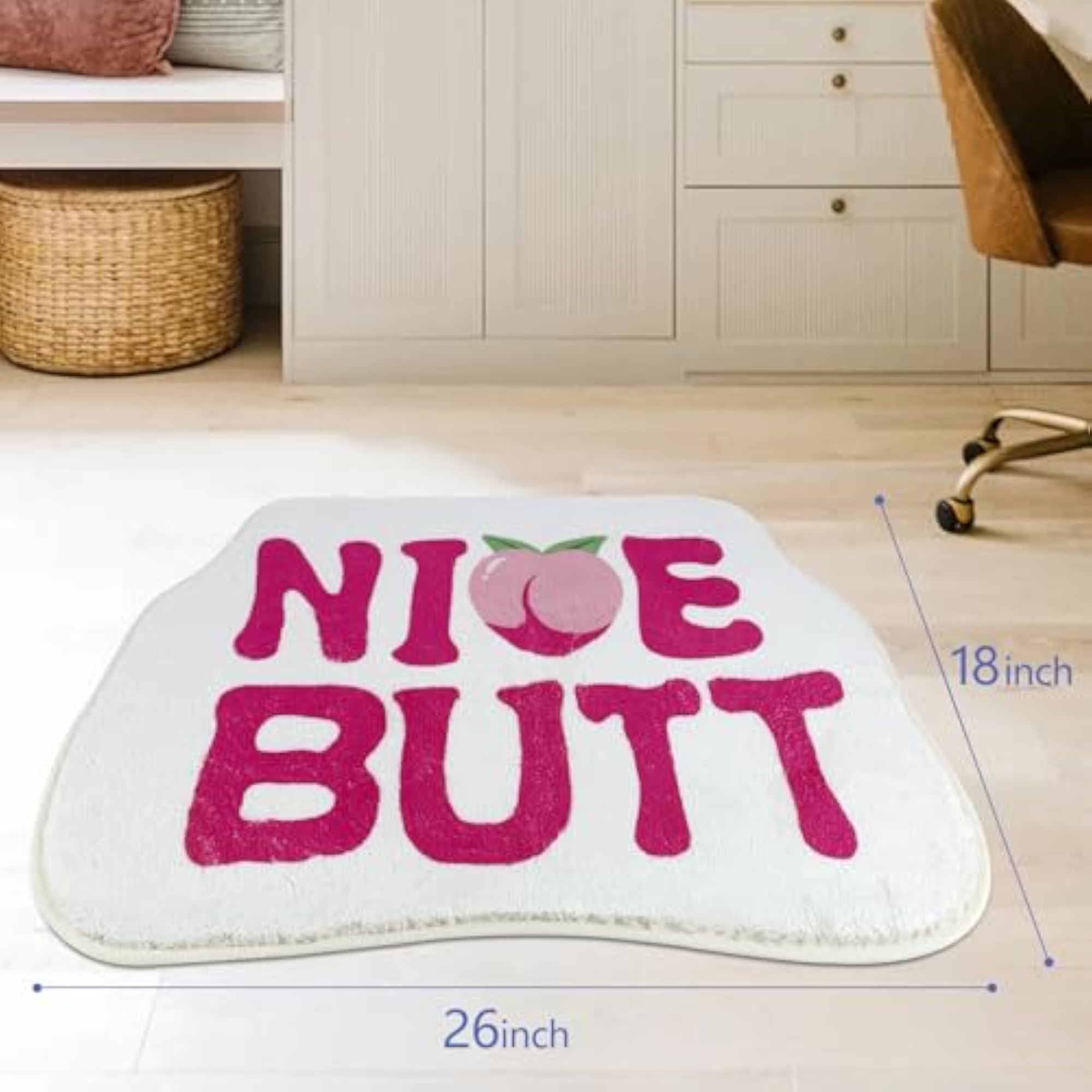 Cute Funny Pink Bath Mat, Soft Absorbent Rug