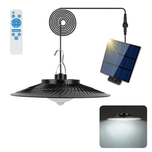 Solar Shed Lights Indoor Outdoor,Upgrade LED Solar Pendant Lights Auto Solar Flood Light Motion Sensor Remote Control Hanging Lamp for Garden Patio,1 head white light